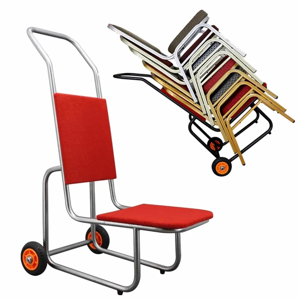 Stapelstuhlwagen für einfachen Transport, hält 10 flache Kunststoff-/Holzstühle, robuster Rollwagen für Veranstaltungen, platzsparende Aufbewahrungslösung