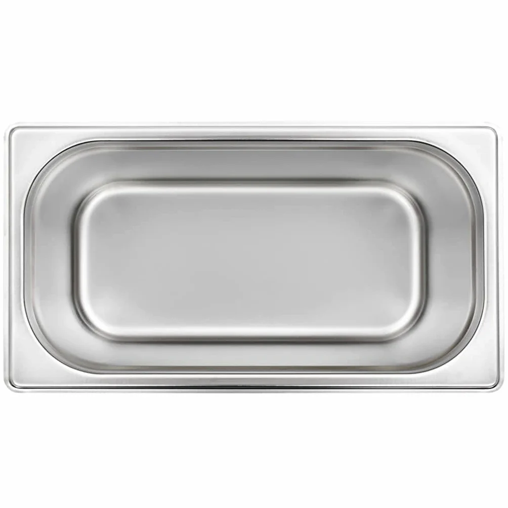 Gastronormbehälter 4 Stk GN 1/3 200 mm Edelstahl 7,8 L Volumen stapelbar für Gastronomie, Buffet, Warmhaltetheke, Bainmarie, Chafingdish, Kantine, Küche, Speisewärmer Einsatz
