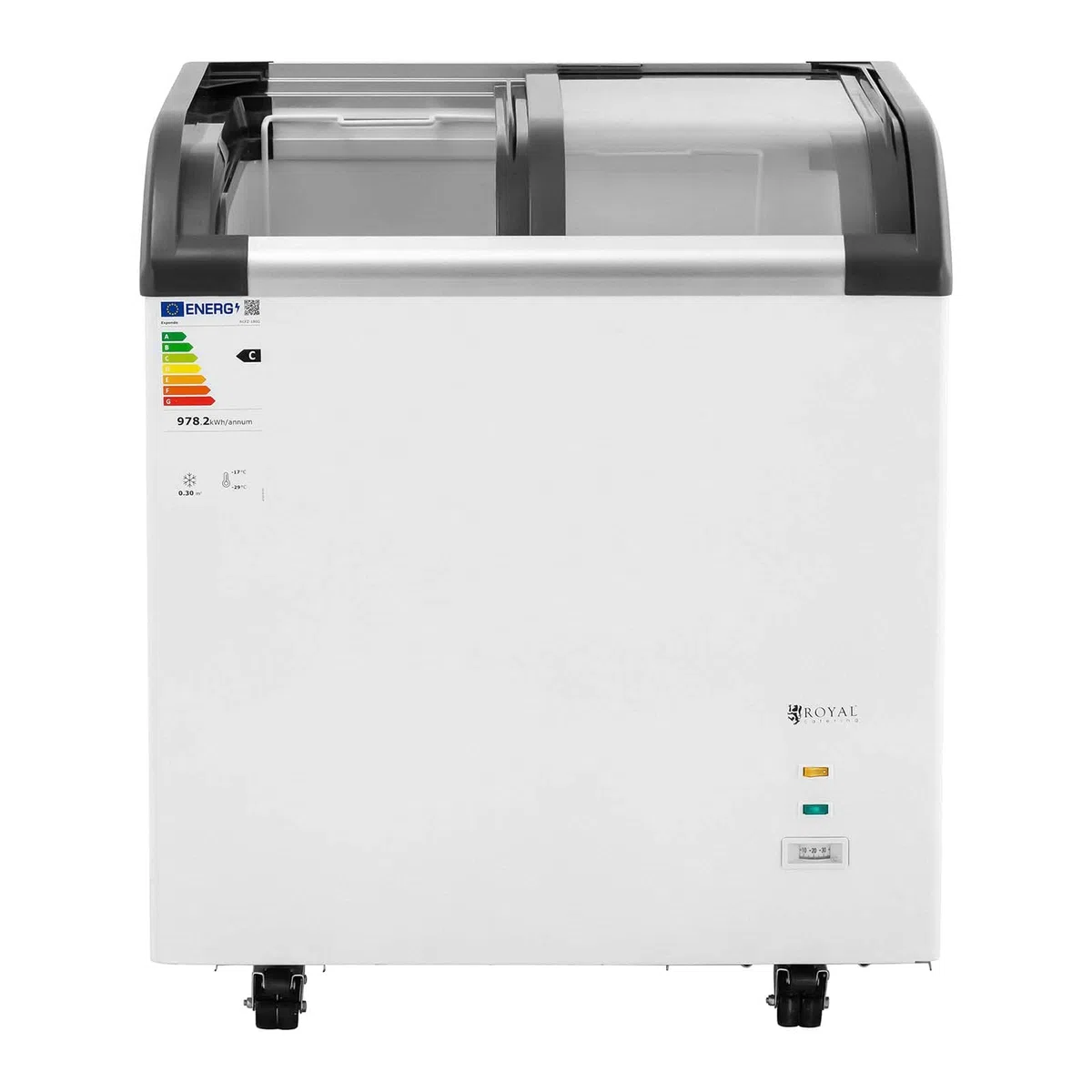 Royal Catering RCFZ-180G Gefriertruhe 180 L Glastüren Kühltruhe Tiefkühltruhe Tiefkühler