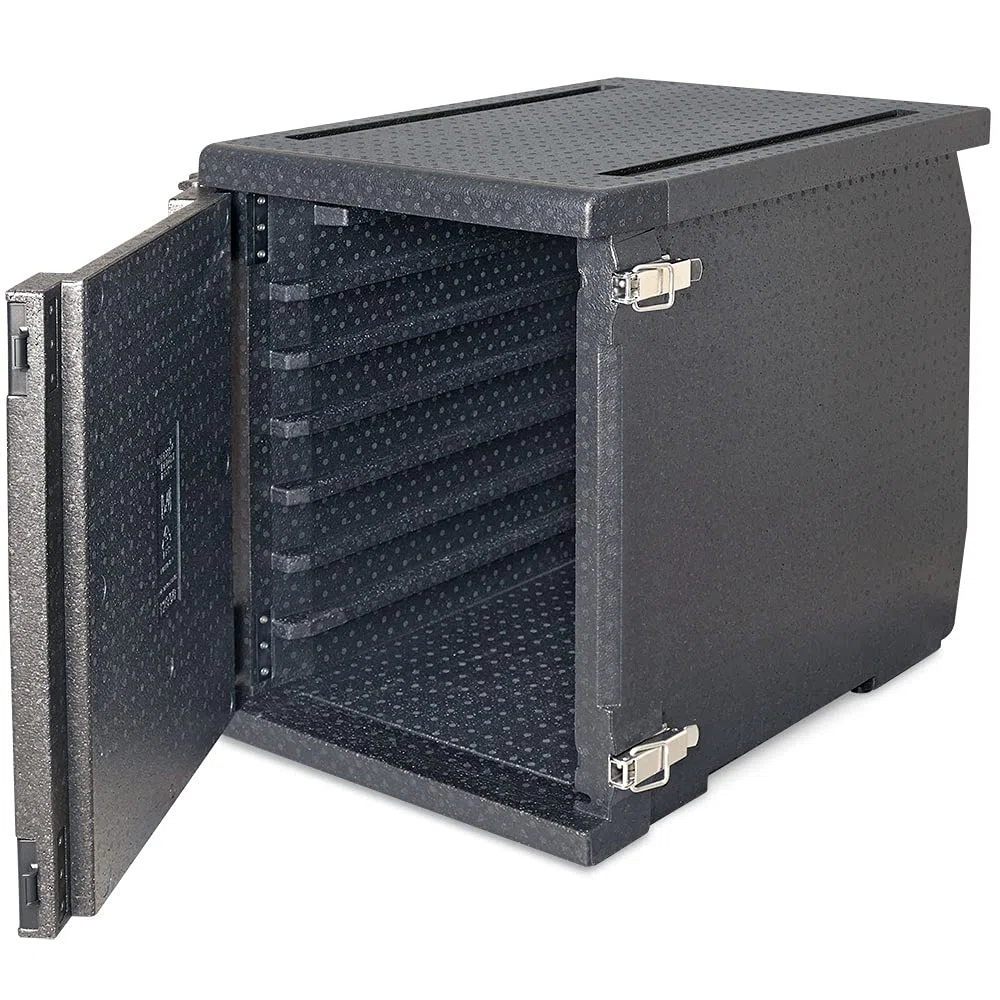 BRB Thermobox mit Fronteinschub und Deckel, Inhalt 146 Liter, BxTxH 540 x 740 x 685 mm, anthrazit
