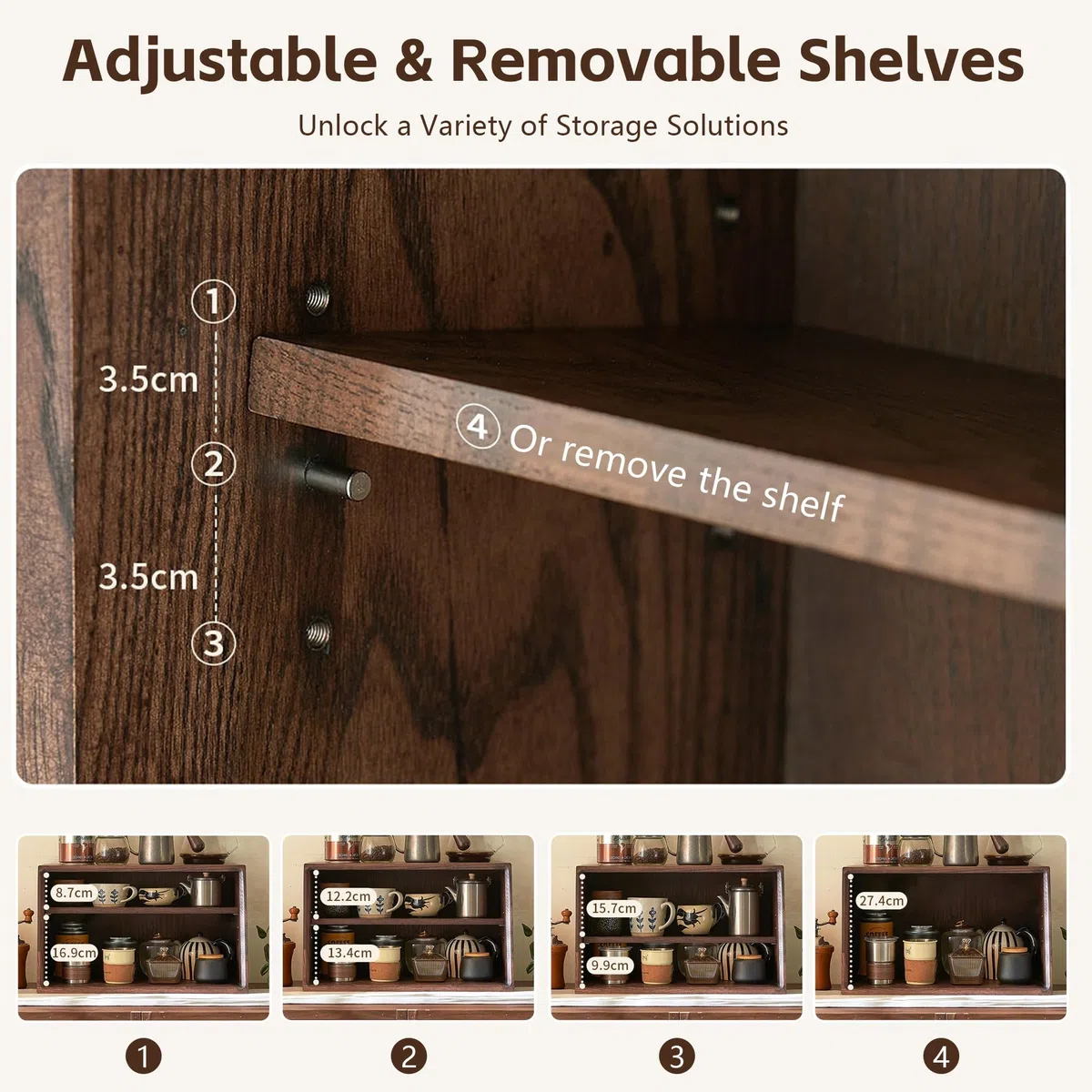 Kleines Küchenservierregal Für Arbeitsplatte Küchenschrank-Organizer Aus Massivholz Mit Türen Aufbewahrungsschrank Für Gewürzdosen Tassen Und Kosmetikartikel,Trap c,W40cm