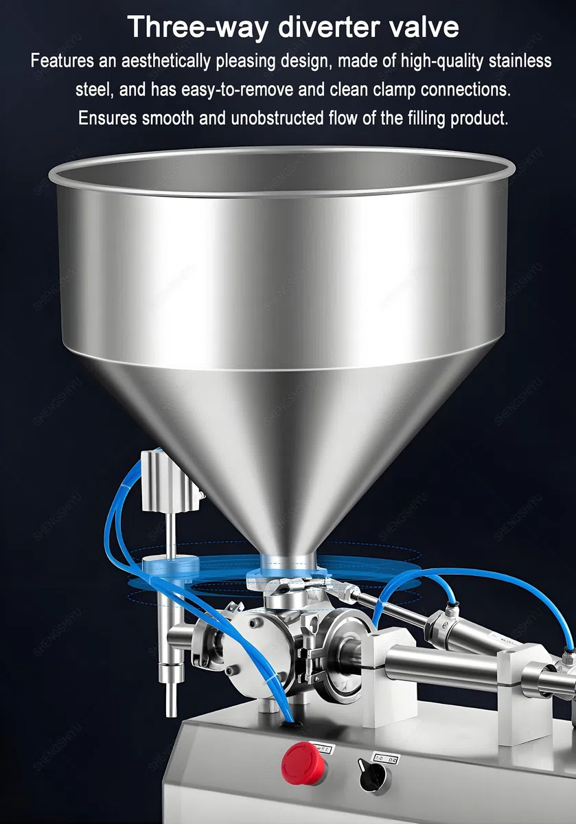 Pneumatische Füllmaschine, 40-Liter-Trichter, automatisches/manuelles Befüllen, Füllfehler ≤ 1%, 5-40 ml, für verschiedene Viskositäten