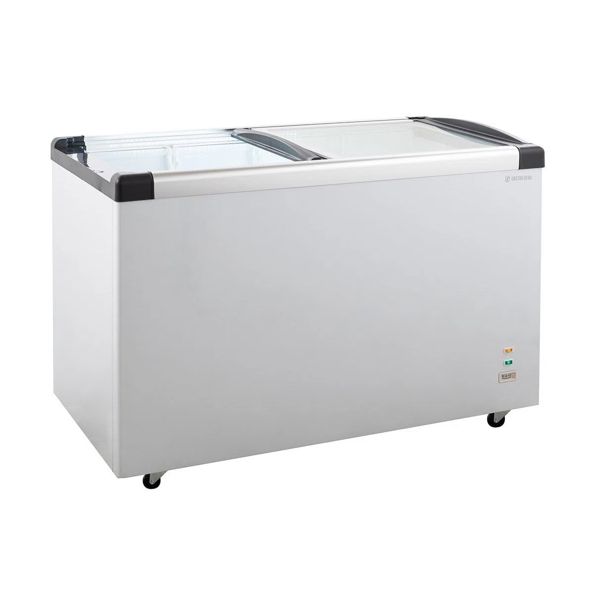 GastroHero Gefriertruhe ECO 450 I Tiefkühltruhe groß 355L I Tiefkühltruhe mit Glasschiebedeckel I Kühltruhe abschließbar I Gefrierschrank
