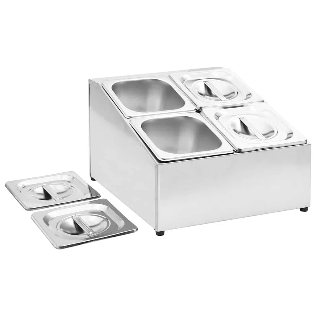 Gastronorm-Behälter für 4 Behälter GN 1/6 Edelstahl mit Deckel