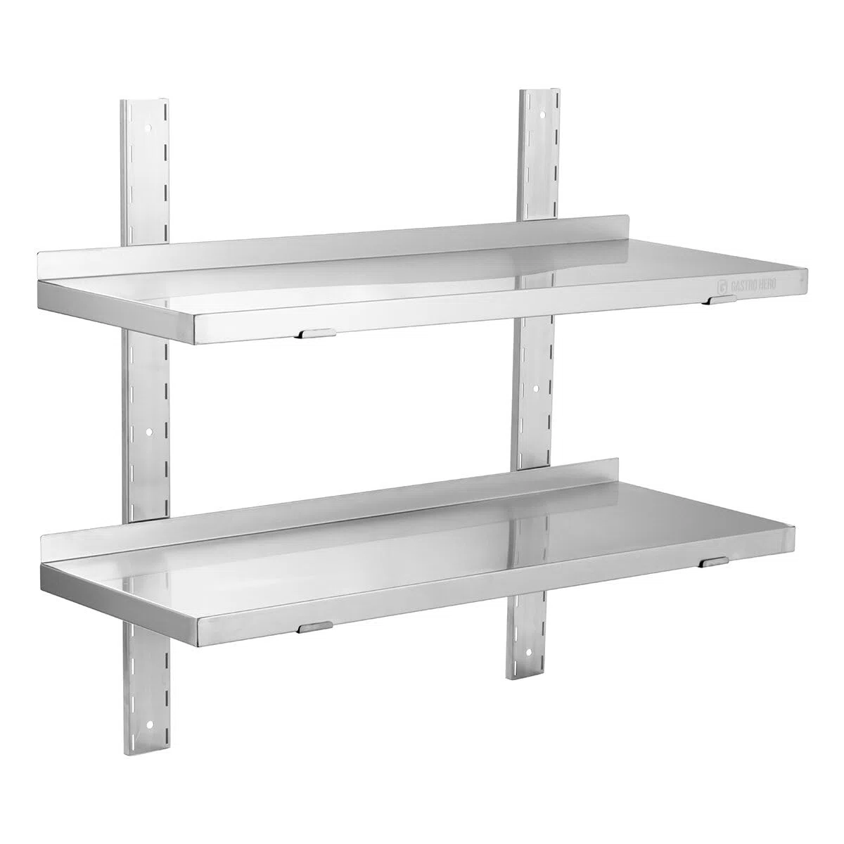 GastroHero Edelstahl Wandregal doppelt I 120 x 40cm Wandbord Gastronomie I Edelstahlregal mit 2 Ablageböden I Hängeregal Edelstahl für Küche & Gastro