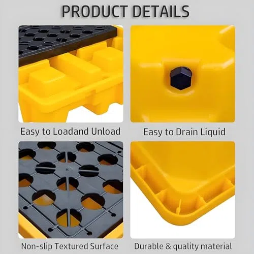 Modularer Abtropftisch mit wasserdichter Stapelschale für Öl- und Chemikalienbehälter, strapazierfähiges Polyethylen, 182,9 x 91,2 cm, ideal für den industriellen Einsatz