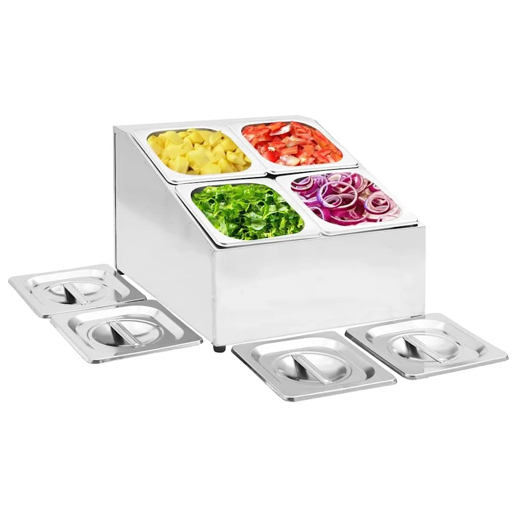 Gastronorm-Behälter für 4 Behälter GN 1/6 Edelstahl mit Deckel