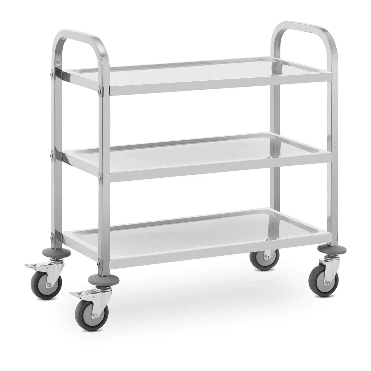 Royal Catering RCSW-110 Servierwagen 3 Borde 73 x 38 x 3 cm 81 kg Küchenwagen Edelstahl Küchenrollwagen Rollwagen Küche