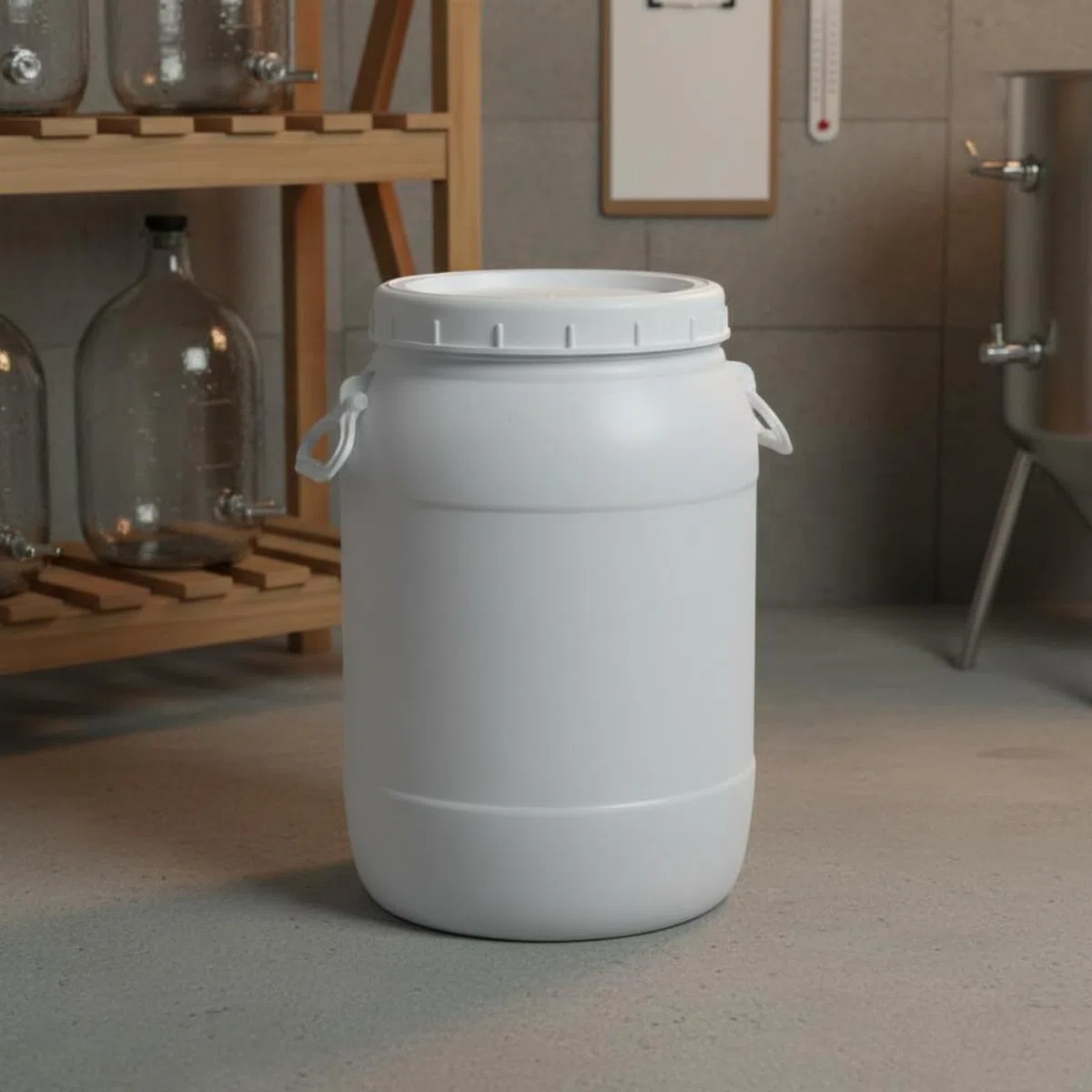 Großvolumen-behälter Fermentationsfass Aufbewahrungsfass Vorratsbehälter HDPE mit Weiter Öffnung für Küche Haushalt Organisation Heim Lagern, Weiß, 35 Liter