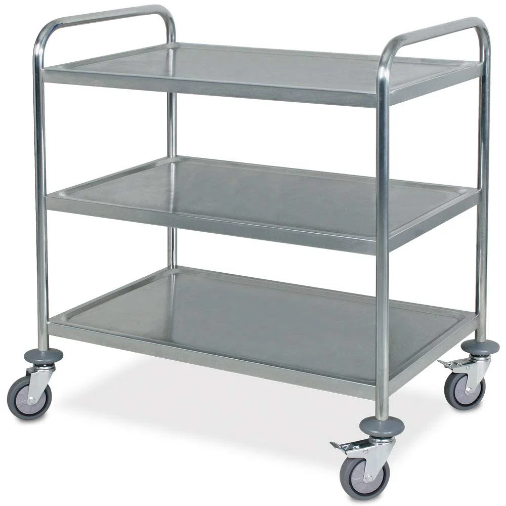 BRB Edelstahl-Servierwagen, 3 Etagen, LxBxH 860x540x940 mm, Tragkraft 150kg