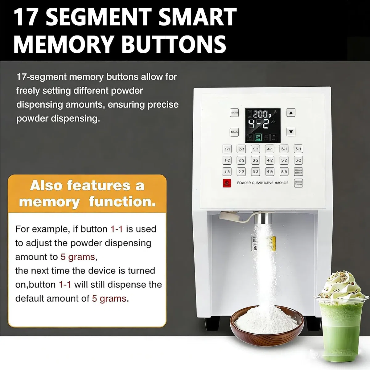Kommerzielle automatische Fruchtpulver-Maschine, 3,5 l, Fruchtpulver-Dosiergerät, Fruktose-Sirupspender, kompatibel mit Kaffeepulver, Puderzucker, Taro-Pulver in Getränkeläden