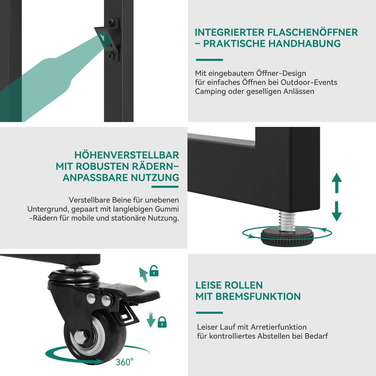YITAHOME Getränkekistenregal 2 Kisten mit Rollen, verstellbaren füße, Öffner, Metall Kistenregal mit 2 Ebenen für Bier, Obst, Gemüse, Wasser, getränkeregal kisten Regal, Tragfähigkeit 240KG