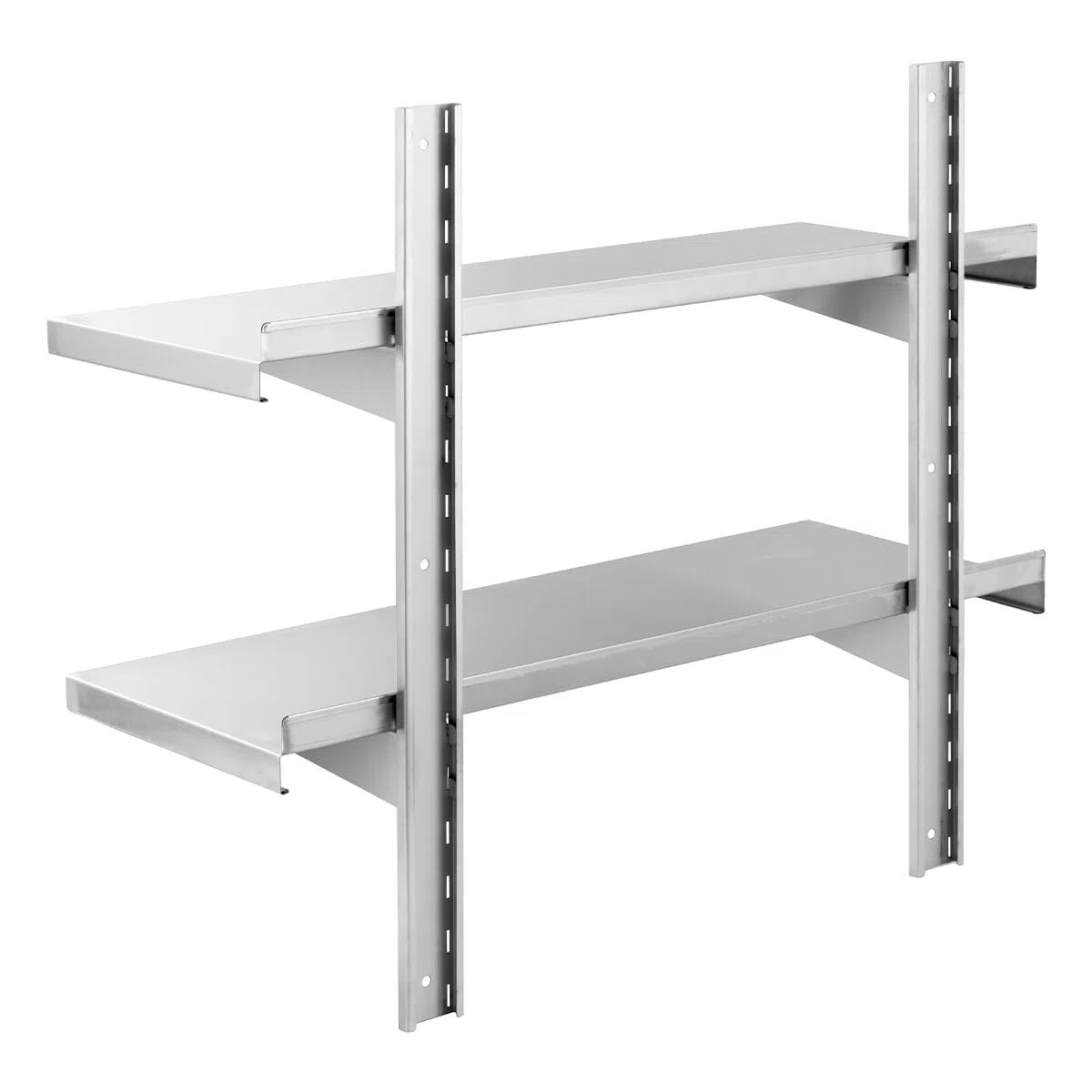 GastroHero Edelstahl Wandregal doppelt I 120 x 40cm Wandbord Gastronomie I Edelstahlregal mit 2 Ablageböden I Hängeregal Edelstahl für Küche & Gastro
