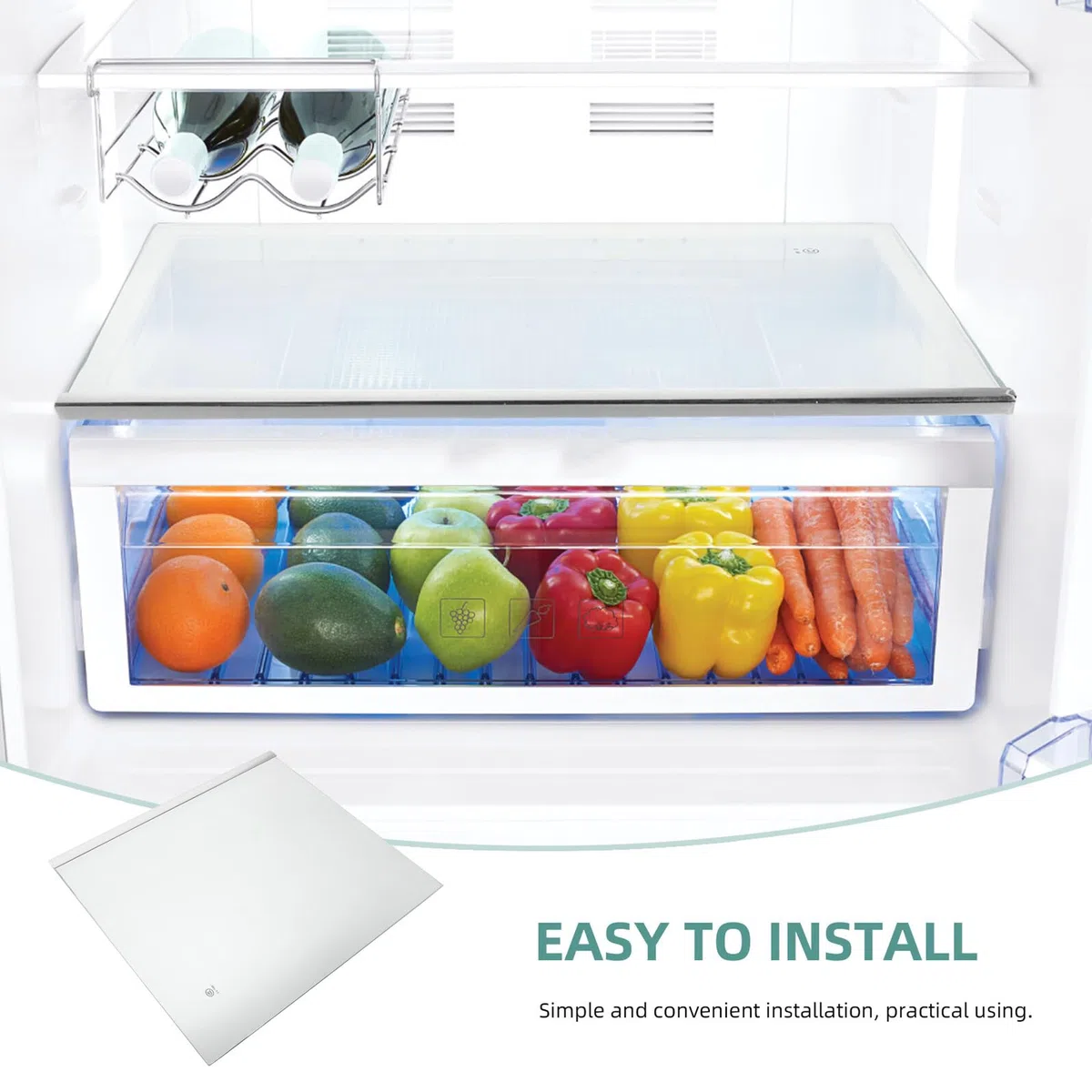 Operitacx Glasablage mit Stabiler Unterstützung Kühlschrank aus Gehärtetem Glas 30 X 27cm für Gefrierschrank und Lebensmittelbehälter im Haushalt