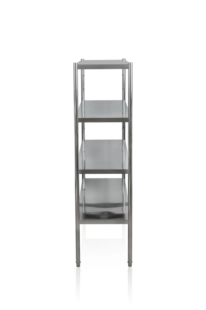 GastroHero Edelstahl Lagerregal Basic 120x50 Gastro Regal 4 Böden 1200x500x1800 mm Küchenregal Chrom-Nickel-Stahl AISI 201 Gastronomie Regal hohe Tragkraft 70 kg je Boden