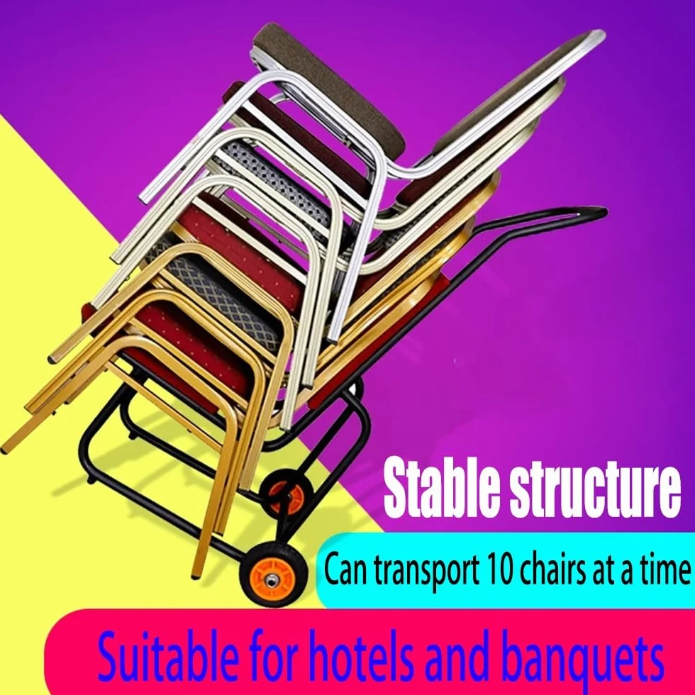 Stapelstuhlwagen für einfachen Transport, hält 10 flache Kunststoff-/Holzstühle, robuster Rollwagen für Veranstaltungen, platzsparende Aufbewahrungslösung