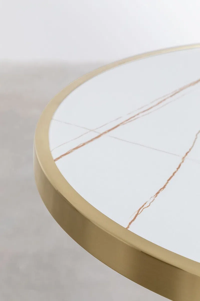 SKLUM Runder Stehtisch aus Steinzeug (Ø60 cm) Manhattan Weiss Gold Champagne