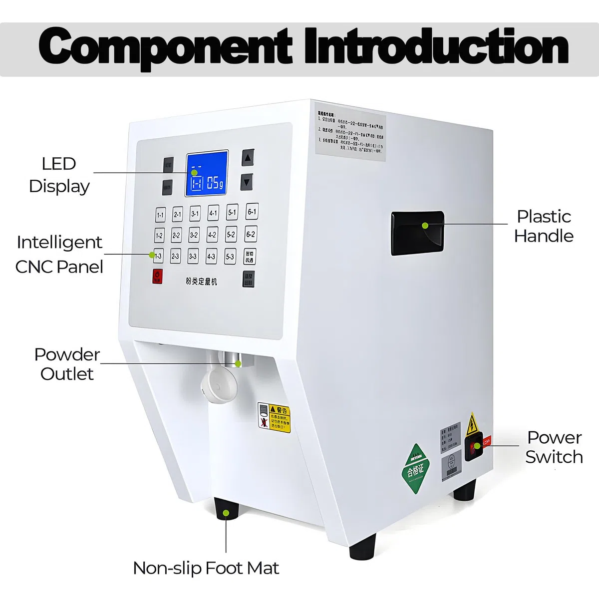 Automatischer Sirup- und Pulverspender, 3,5 l elektrisches Füllgerät mit intelligentem Panel, kommerzielles quantitatives Instrument für Kakao, Puderzucker, Milchpulver