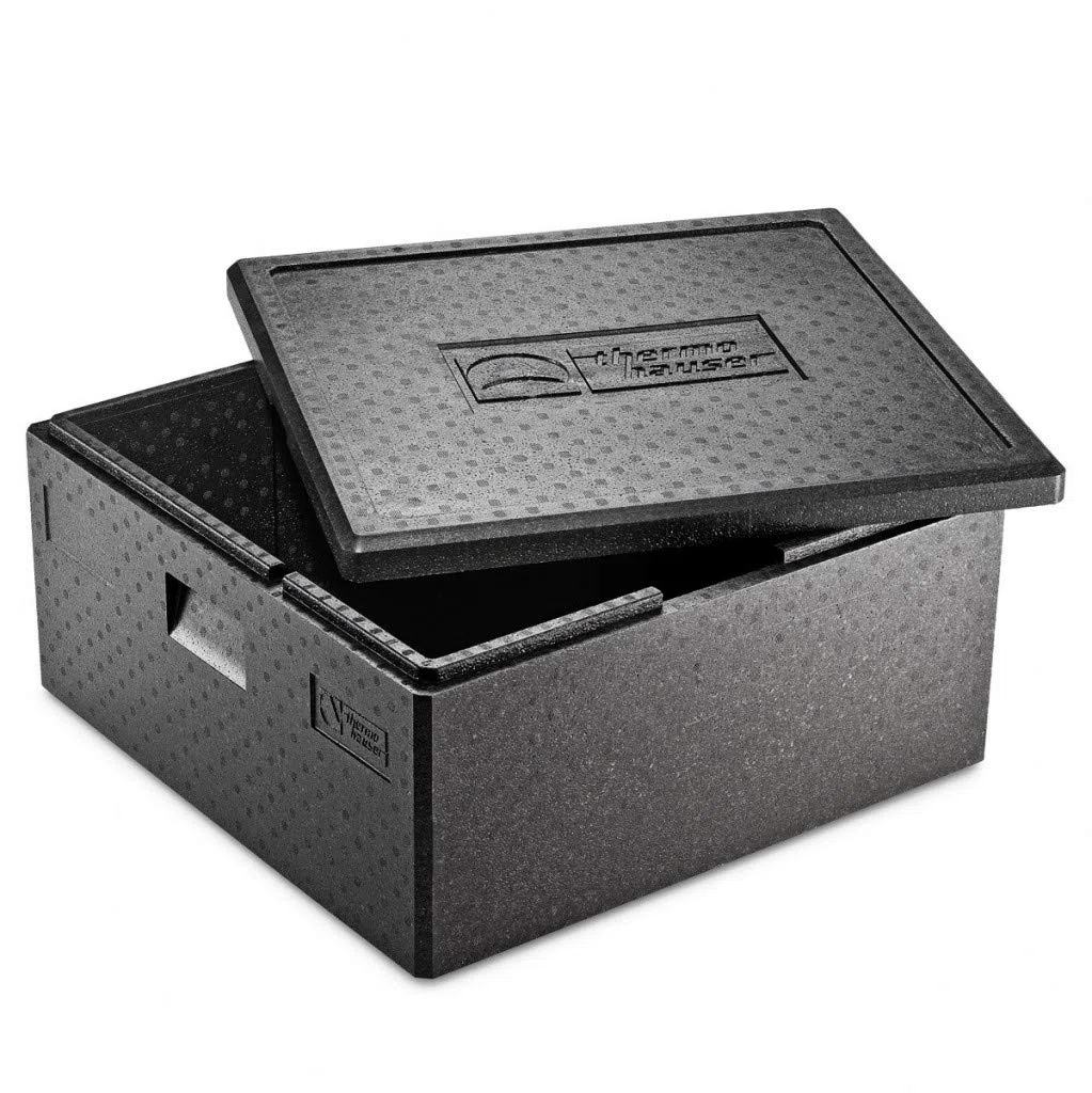 thermohauser EPP-Thermobox Pizza Maxi mit Deckel - 86 Liter - 59,5 x 59,5 x 36 cm - schwarz - extra große Nutzfläche