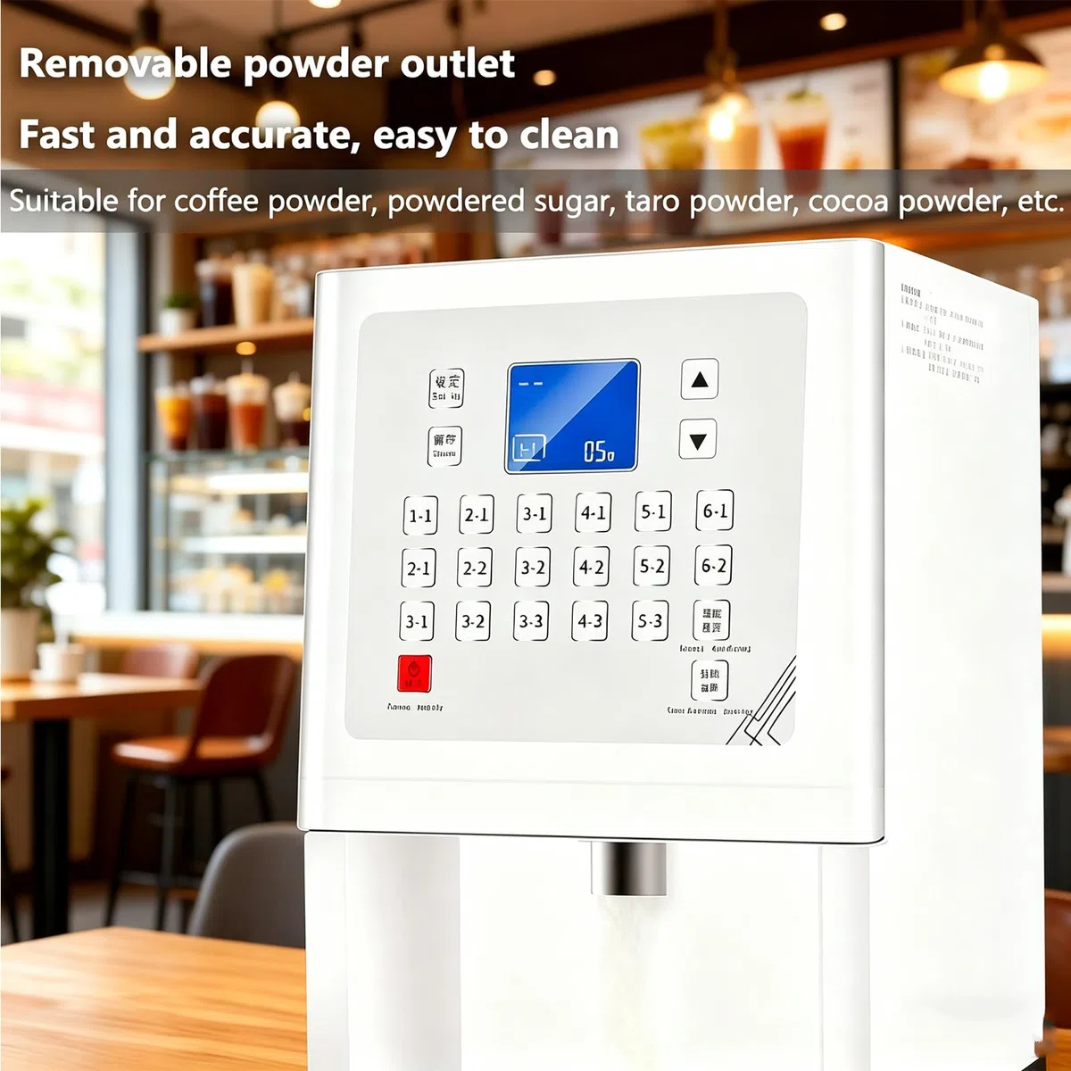Kommerzielle automatische Fruchtpulver-Maschine, 3,5 l, Fruchtpulver-Dosiergerät, Fruktose-Sirupspender, kompatibel mit Kaffeepulver, Puderzucker, Taro-Pulver in Getränkeläden