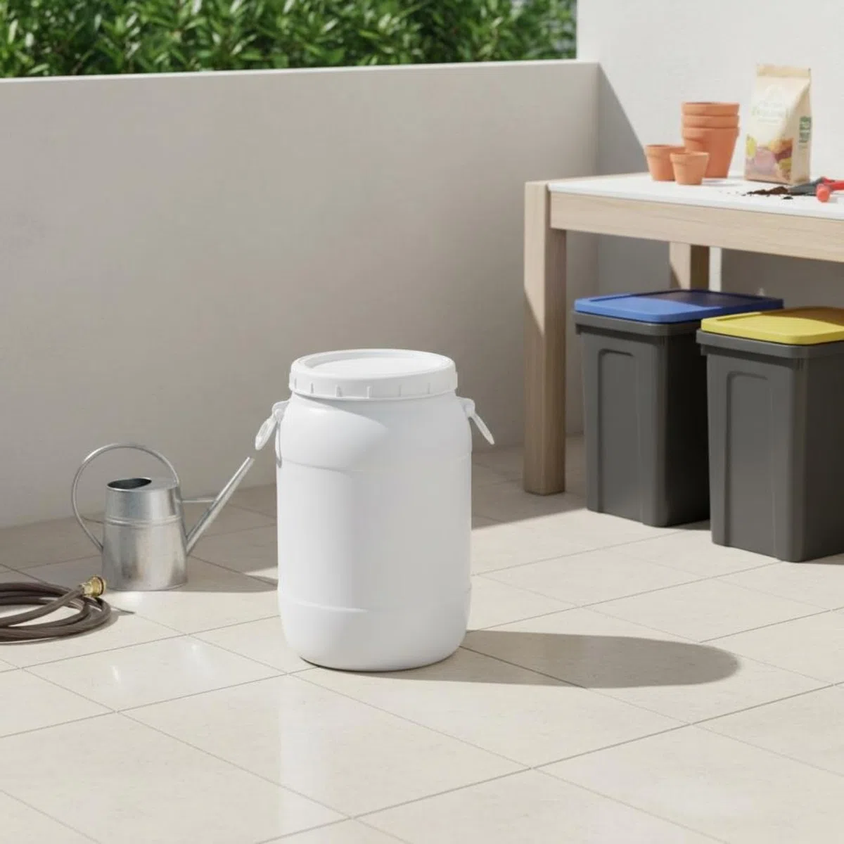 Großvolumen-behälter Fermentationsfass Aufbewahrungsfass Vorratsbehälter HDPE mit Weiter Öffnung für Küche Haushalt Organisation Heim Lagern, Weiß, 35 Liter