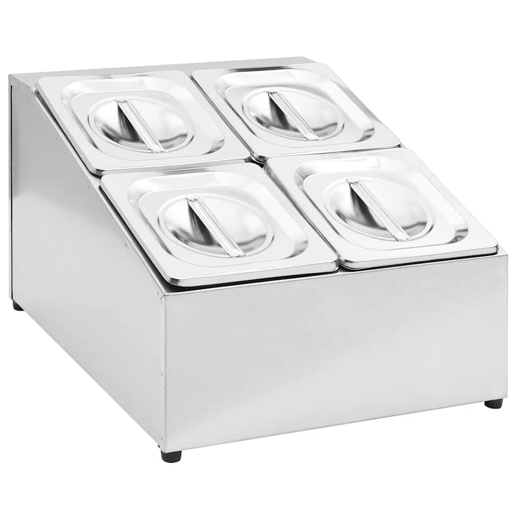 Gastronorm-Behälter für 4 Behälter GN 1/6 Edelstahl mit Deckel