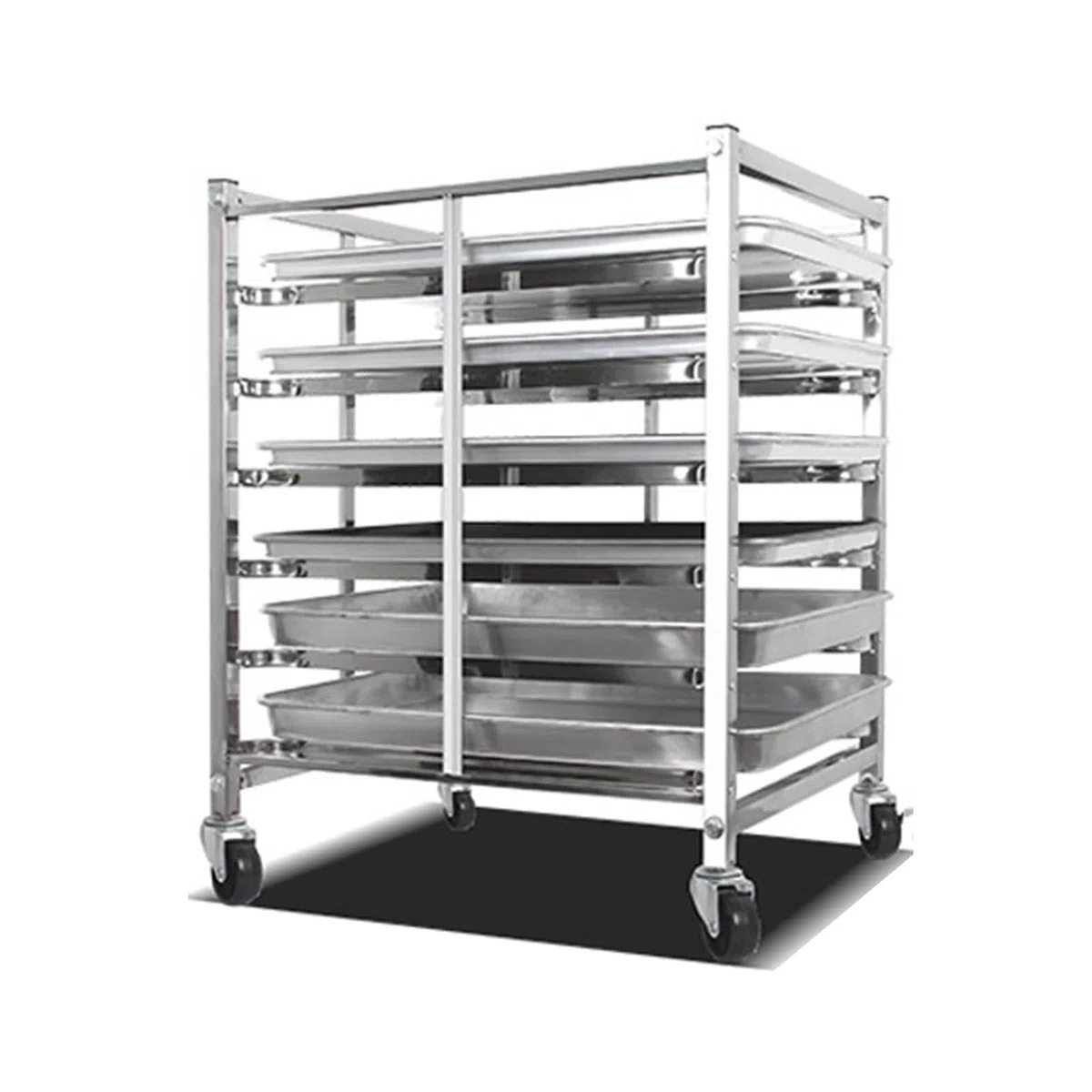 Bäckerei-Brötchenform, Lebensmittel-Tabletts, Kühlwagen für kommerzielles Backen und Bäcker, robuster Edelstahl-Racking-Wagen, Brotteig, Pizza-Backblech, Metall-Kunst-Farb-Trockengestell