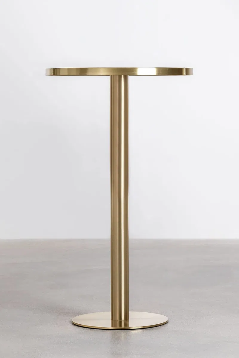 SKLUM Runder Stehtisch aus Steinzeug (Ø60 cm) Manhattan Weiss Gold Champagne