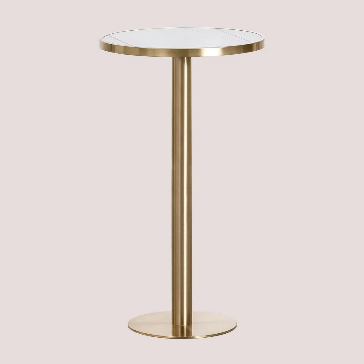SKLUM Runder Stehtisch aus Steinzeug (Ø60 cm) Manhattan Weiss Gold Champagne