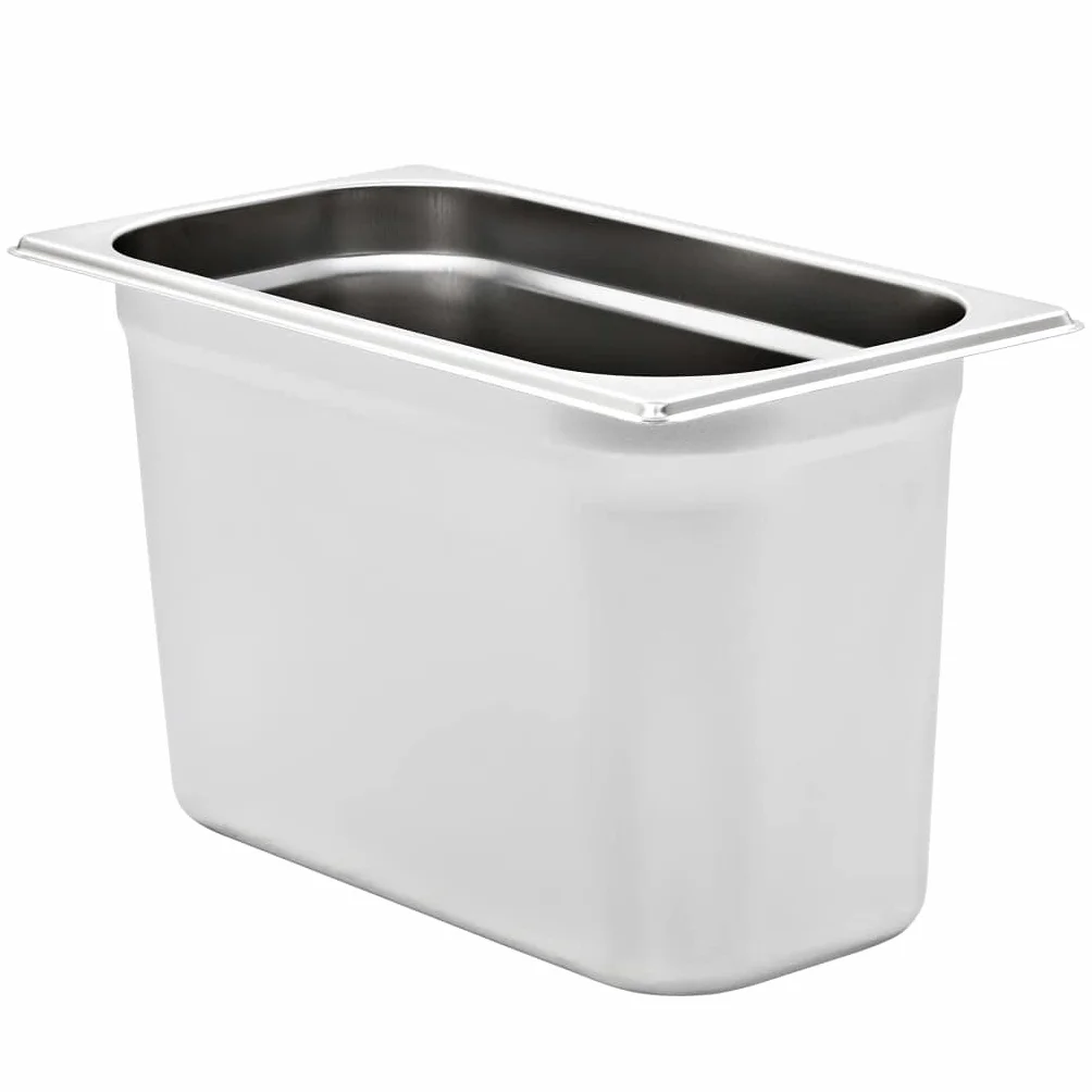 Gastronormbehälter 4 Stk GN 1/3 200 mm Edelstahl 7,8 L Volumen stapelbar für Gastronomie, Buffet, Warmhaltetheke, Bainmarie, Chafingdish, Kantine, Küche, Speisewärmer Einsatz