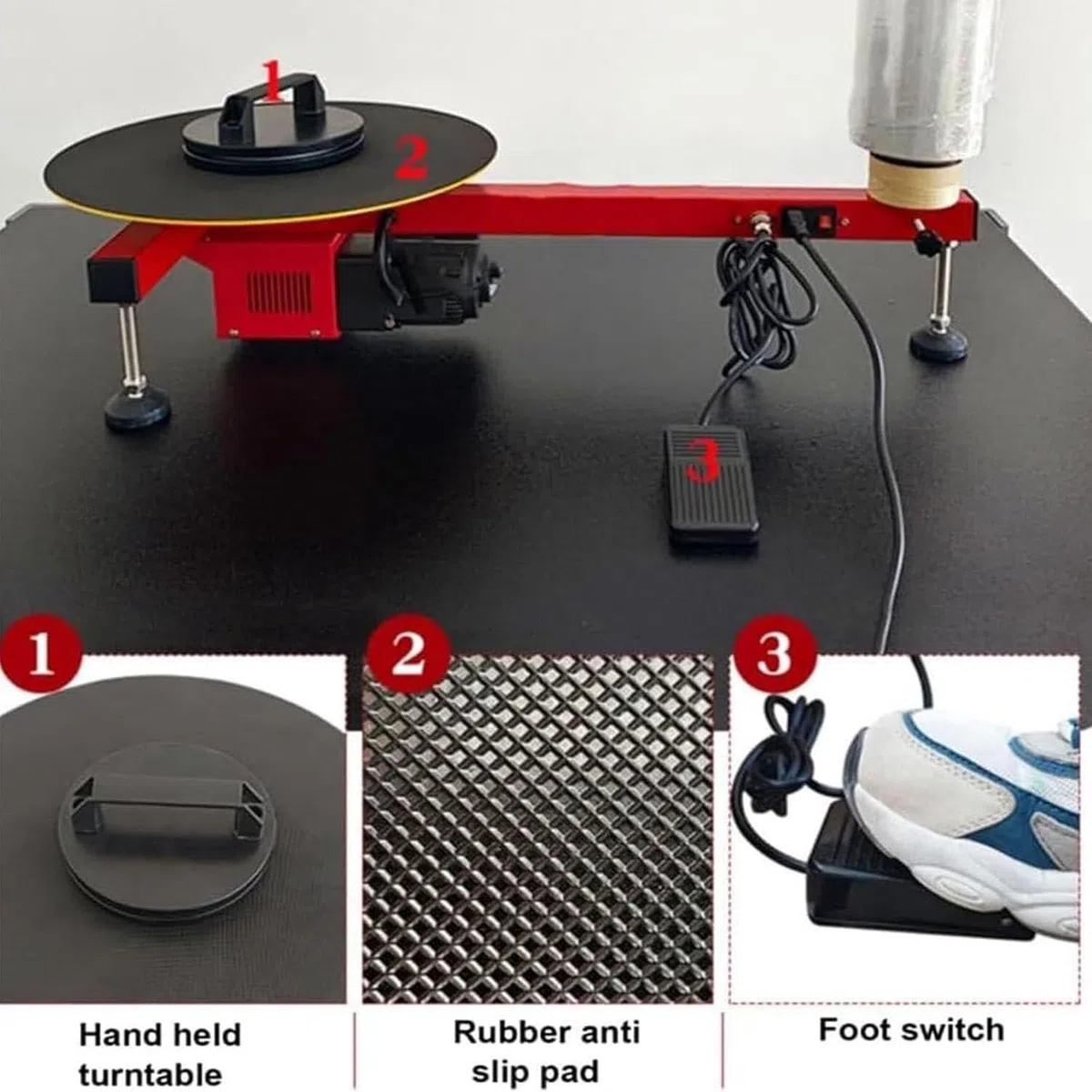 Elektrische Stretchfolie Wickelbank, Spenderwickelmaschine, robuste Tischpalettenbox, Schrumpfung für 30,5–71,1 cm