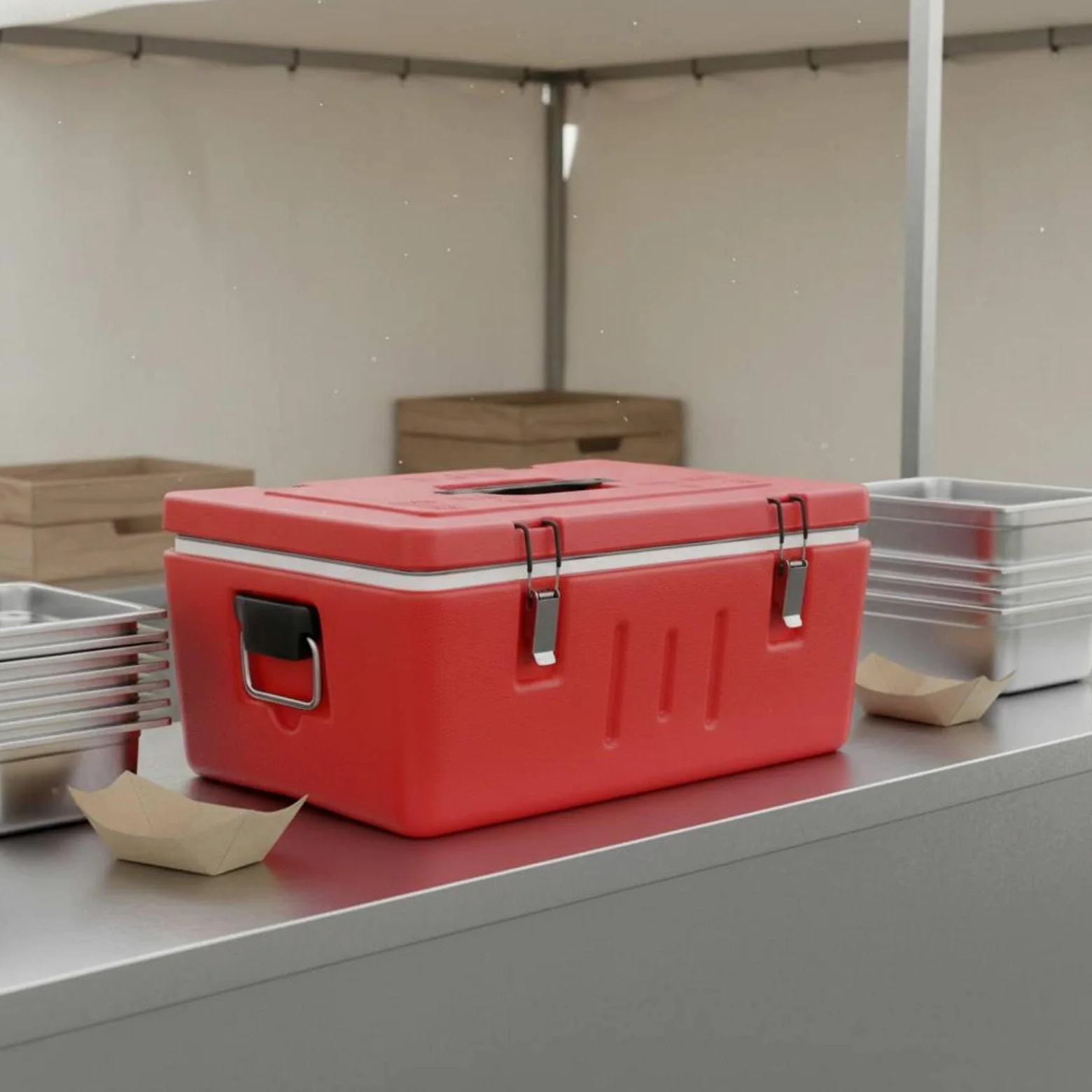 Sharplace Isolierter Speisebehälter Speisetransportbox Lebensmittelträger Warmhaltebox mit Hoher Isolierleistung Und Tragbaren Seitengriffen für Foodtruck, Removable 2 Grids