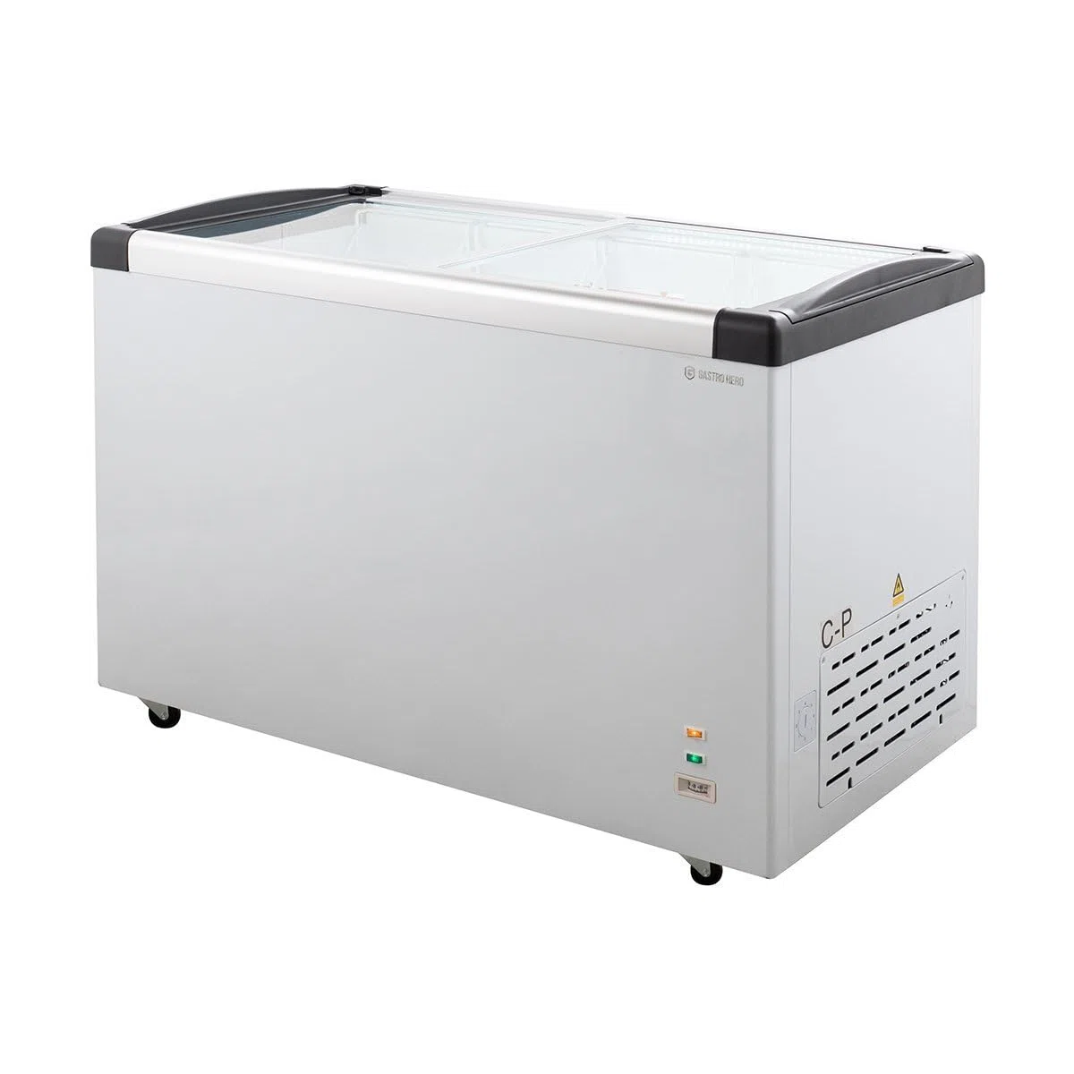 GastroHero Gefriertruhe ECO 450 I Tiefkühltruhe groß 355L I Tiefkühltruhe mit Glasschiebedeckel I Kühltruhe abschließbar I Gefrierschrank