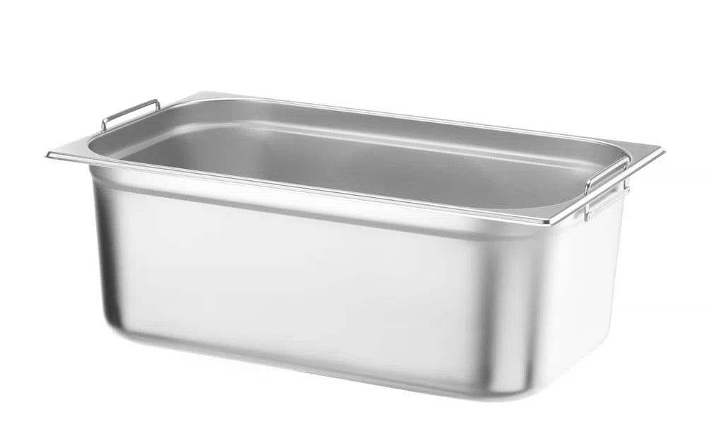 HENDI Gastronormbehälter, mit Griffen, Temperaturbeständig von -40° bis 300°C, Heissluftöfen-Kühl- und Tiefkühlschränken-Chafing Dishes-Bain Marie, 28L, GN 1/1, 530x325x(H) 200mm, Edelstahl