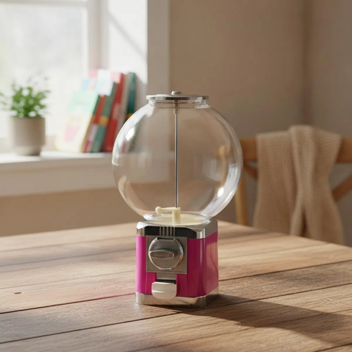 Kinder Maschine Kapselautomat Spielautomat Spielzeugspender Süßigkeitenspender Manuelle Ausgabe mit Sichtbarem Vorratsbehälter für Kapseln Kleine, Rosa