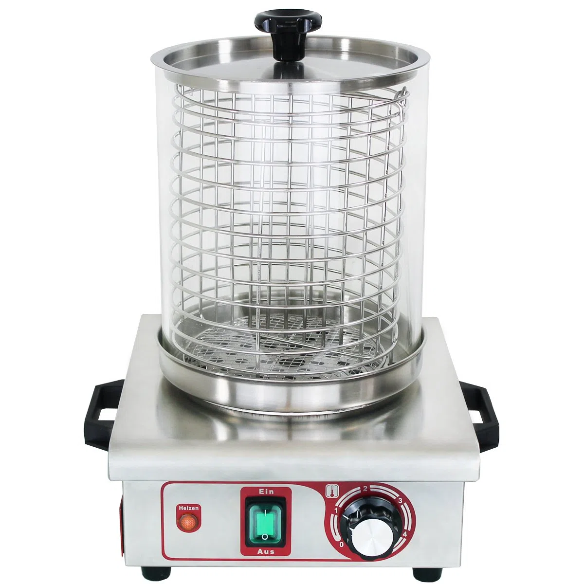Beeketal 'BHG06' Profi Gastro Hot Dog Maker mit 170 mm Korbdurchmesser, Edelstahl Hot Dog Maschine zum erhitzen von Würsten, schwere Edelstahl Ausführung mit Tragegriffen (Ausführung OHNE Heizspieße)