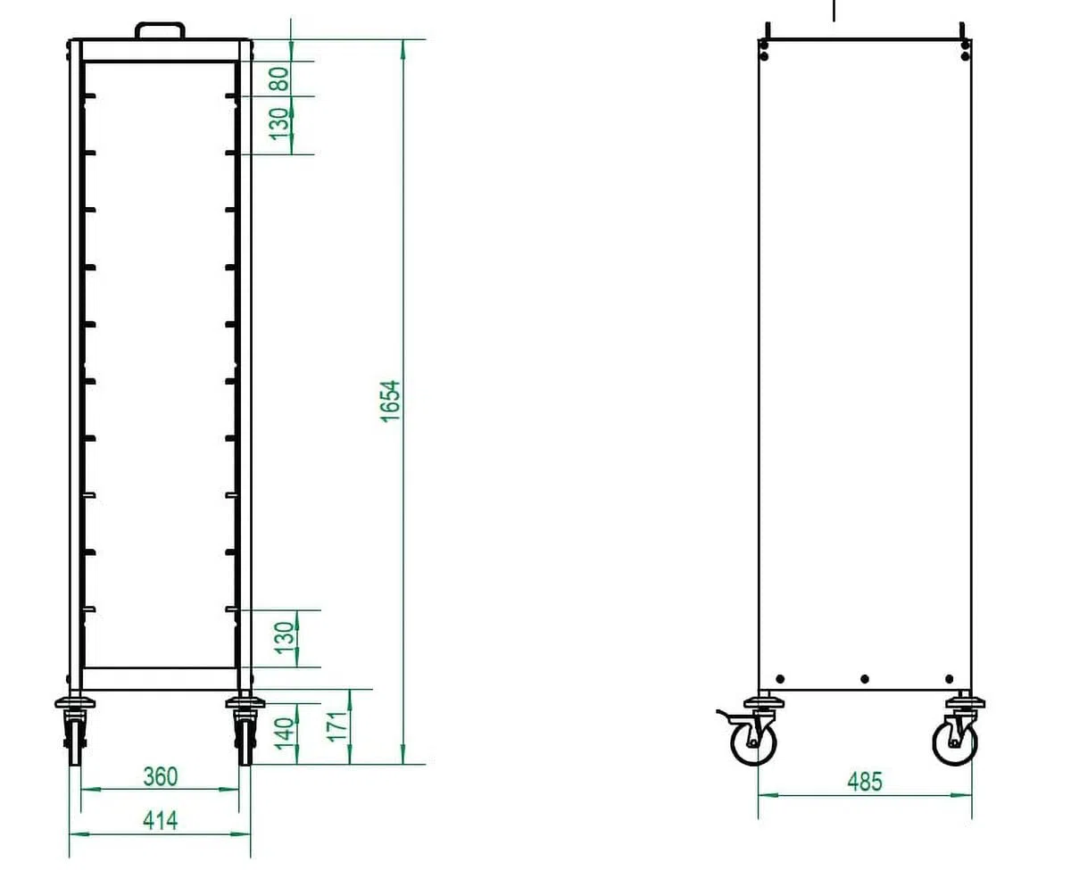 GastroHero Tablettwagen ECO 10 geschlossen Edelstahl Tablett Transportwagen für 10 Tabletts 355x455 mm Servierwagen Tablettwagen Gastro mit 4 Rollen 2 Bremsen
