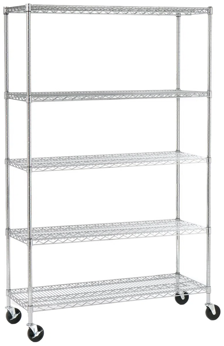 Seville Classics SHE18495ZB UltraZinc Schwerlastregal mit 5 Böden und Lenkrollen, Metall, verzinkt silber, 121.9 x 45.7 x 182.8 cm