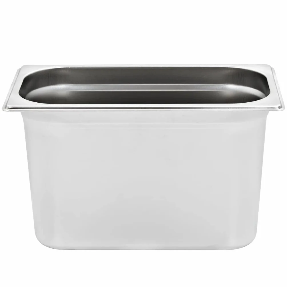 Gastronormbehälter 4 Stk GN 1/3 200 mm Edelstahl 7,8 L Volumen stapelbar für Gastronomie, Buffet, Warmhaltetheke, Bainmarie, Chafingdish, Kantine, Küche, Speisewärmer Einsatz