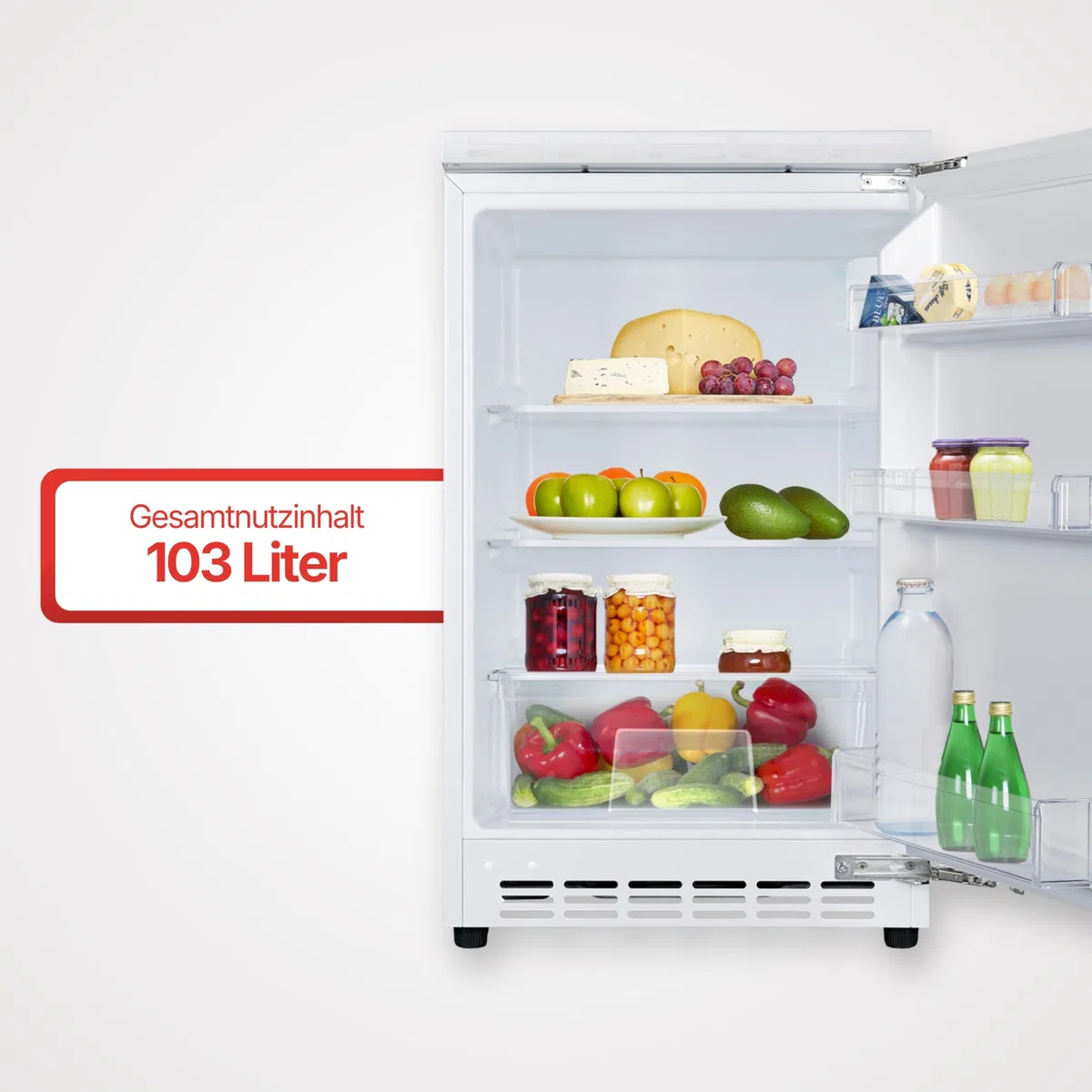 Amica Unterbau Vollraum Kühlschrank dekorfähig für 815 mm Nische elektronische Steuerung Inverter Kompressor Tür-Offen-Alarm wechselbarer Türanschlag 103 liters