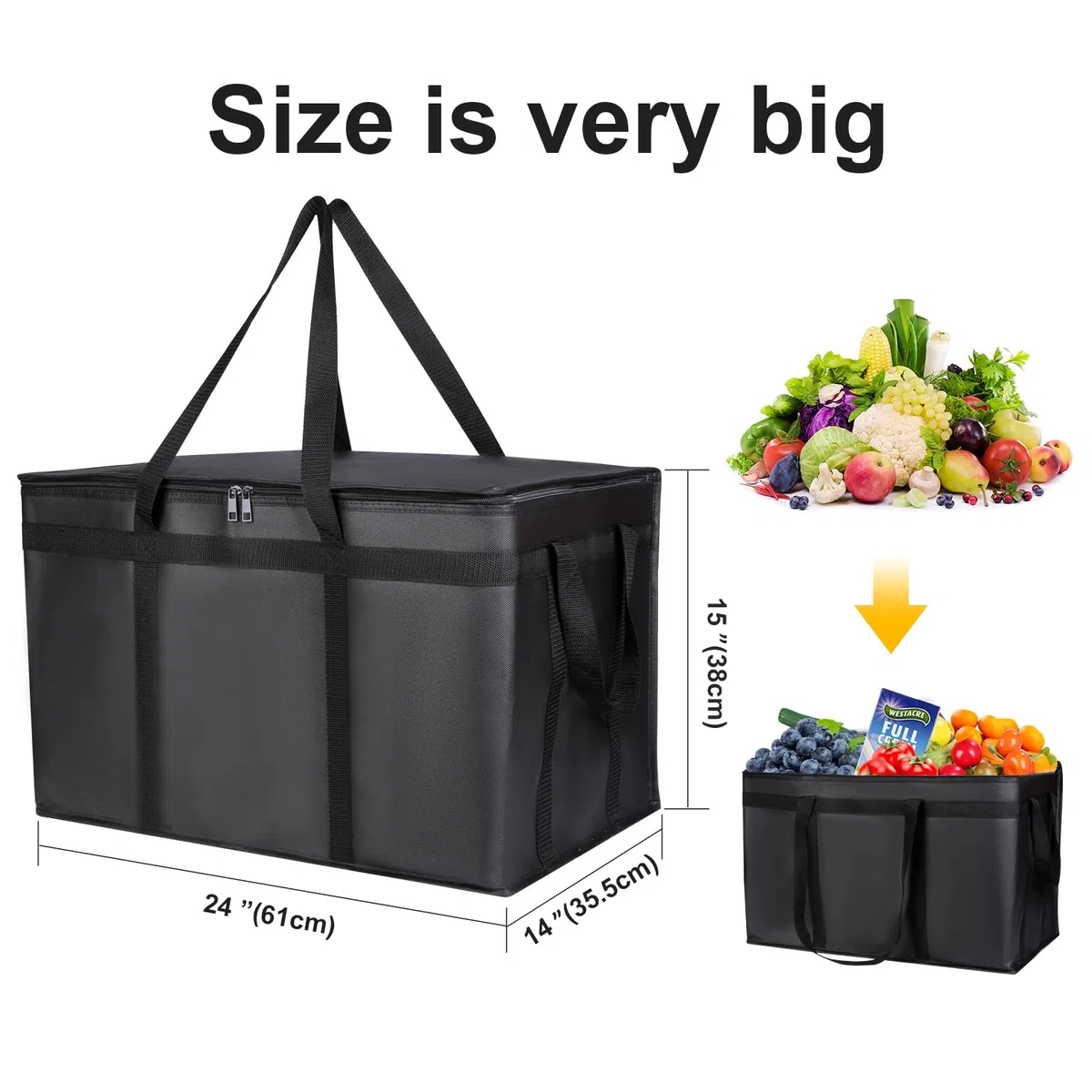 musbus 10 Stück extra große XXXL isolierte Lebensmittel-Liefertasche Kühltaschen halten Lebensmittel warm Therma Catering Tasche für Doordash 55,9 x 35,6 x 33 cm Kühltaschen Therma Shopper heiße XXXL