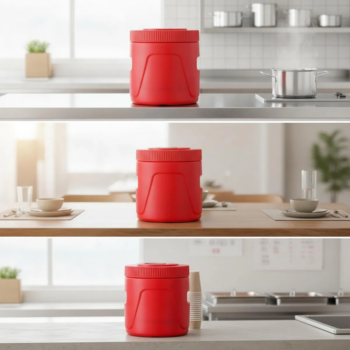 Isolierter Vorratsbehälter Thermoeimer Thermobehälter Warmhaltebehälter mit Edelstahleinsatz Und Schraubdeckel aus PP Und PU für Catering Straßenverkauf Großküche Outdoor Kapazität, 20L