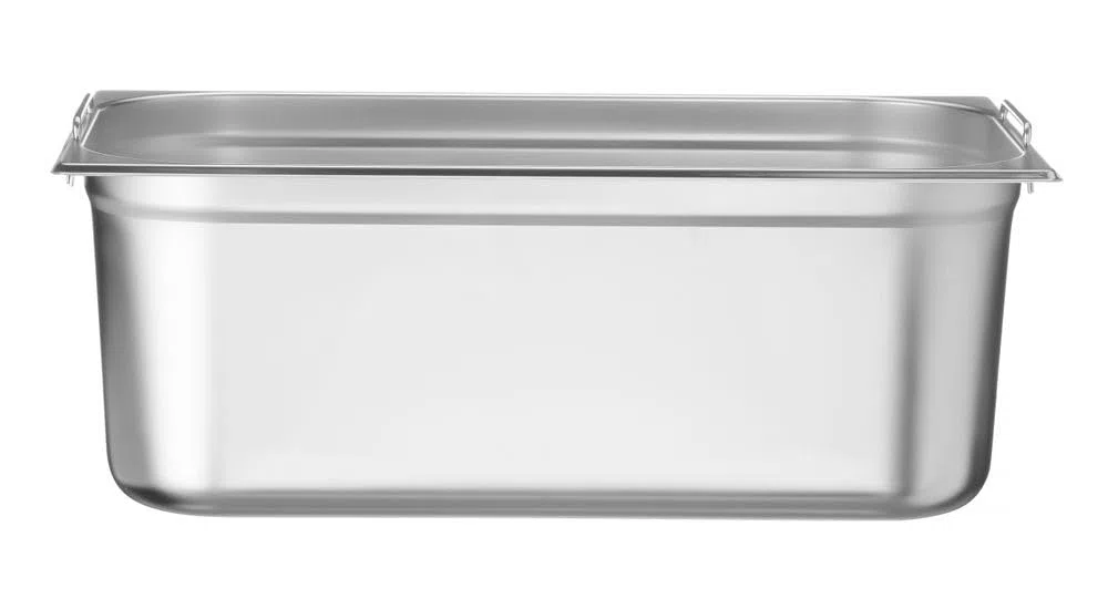 HENDI Gastronormbehälter, mit Griffen, Temperaturbeständig von -40° bis 300°C, Heissluftöfen-Kühl- und Tiefkühlschränken-Chafing Dishes-Bain Marie, 28L, GN 1/1, 530x325x(H) 200mm, Edelstahl