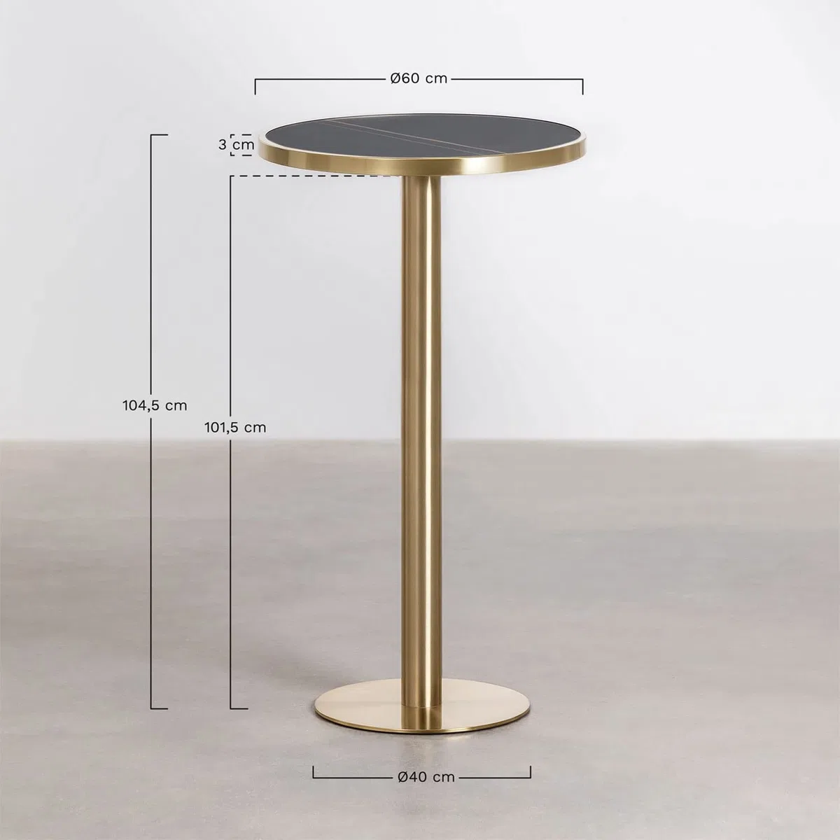 SKLUM Runder Stehtisch aus Steinzeug (Ø60 cm) Manhattan Weiss Gold Champagne