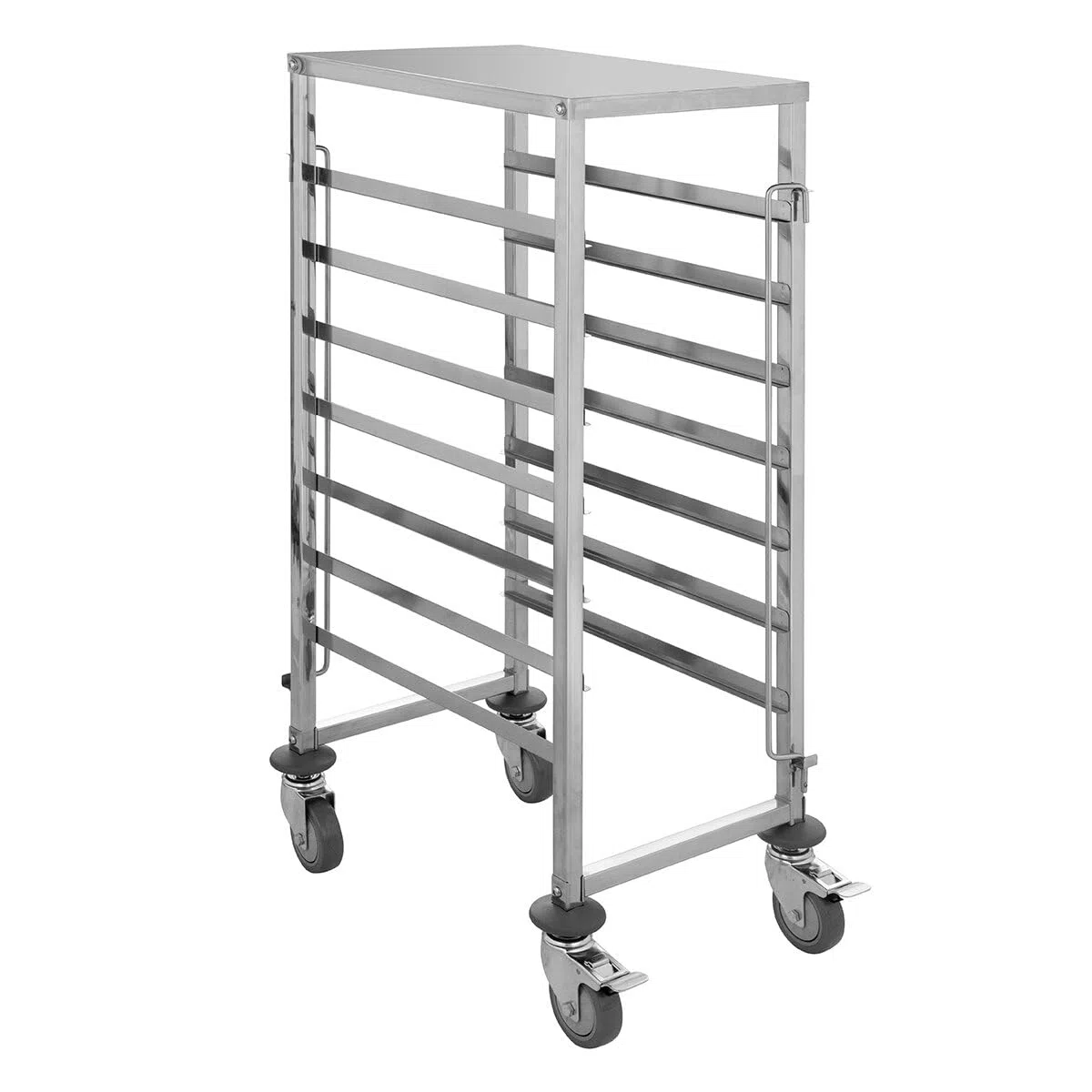 GastroHero Regalwagen ECO 7 GN 1/1 Edelstahl Tablettwagen Transportwagen 300 kg Rollen Catering Großküche Mensa