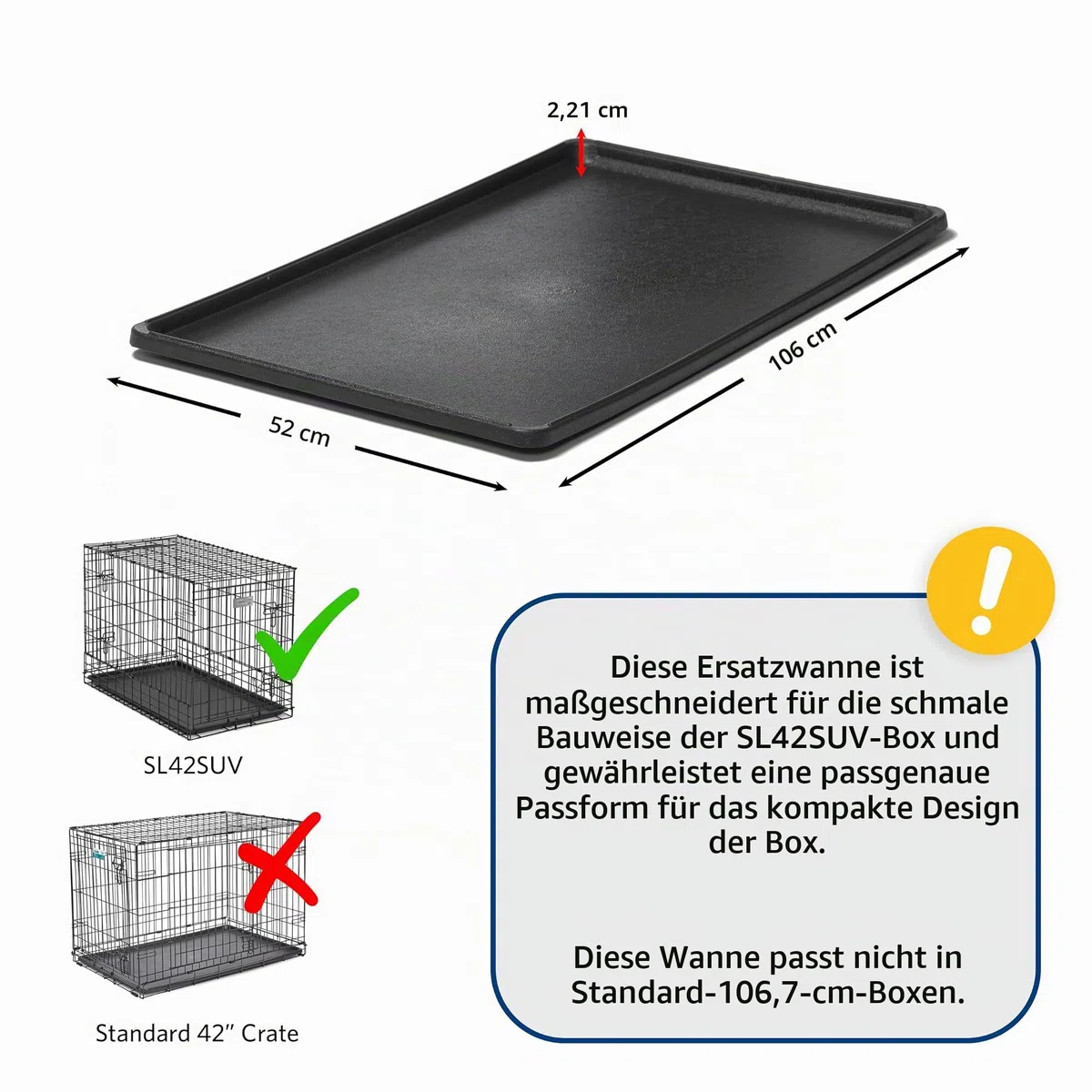 MidWest Homes for Pets Ersatz-Bodenwanne, Modell 24PAN, passend nur für die 106,68 cm Lange SUV-Hundebox Modell SL42SUV von Midwest, schwarz