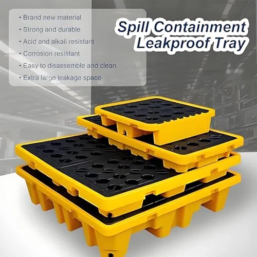 Modularer Abtropftisch mit wasserdichter Stapelschale für Öl- und Chemikalienbehälter, strapazierfähiges Polyethylen, 182,9 x 91,2 cm, ideal für den industriellen Einsatz